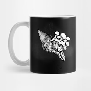 Mushrooms in Seashell Mug